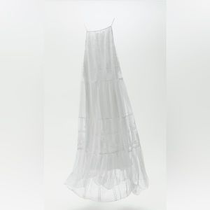 ZARA White Embroidered Tulle Dress